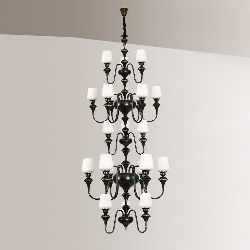 Abrahamson Traditional Shaded Tiered Brass Glass Chandelier - Letslighting