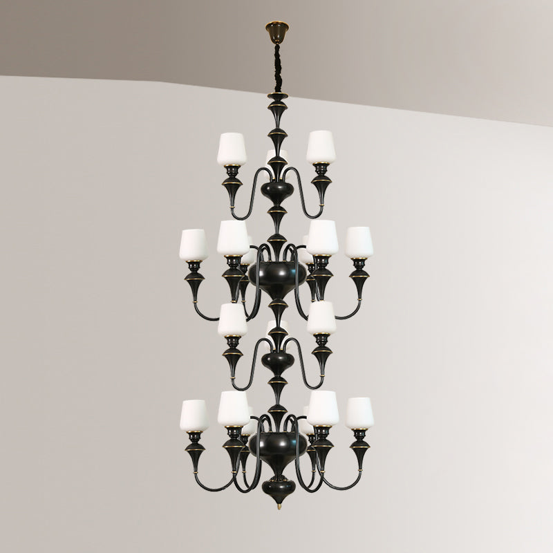 Abrahamson Traditional Shaded Tiered Brass Glass Chandelier - Letslighting
