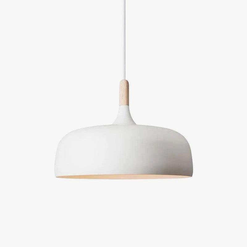 Lustra Pendelleuchte Weiß Schirm Holz-Letslighting