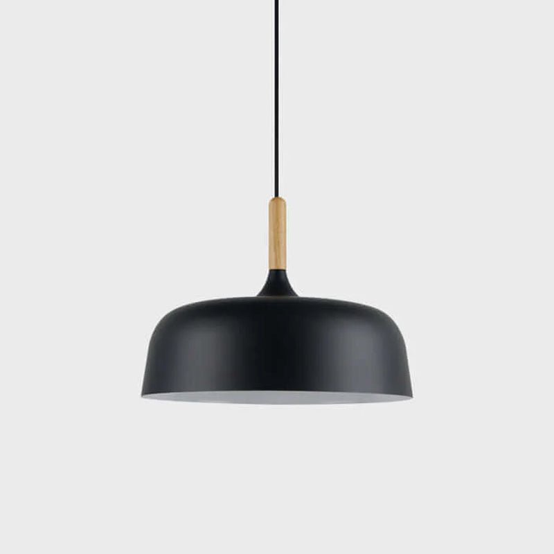Lustra Pendelleuchte Weiß Schirm Holz-Letslighting