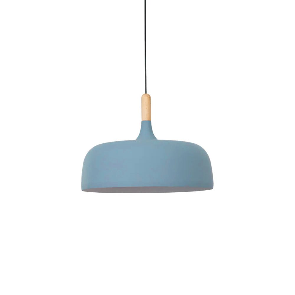 Lustra Pendelleuchte Weiß Schirm Holz-Letslighting
