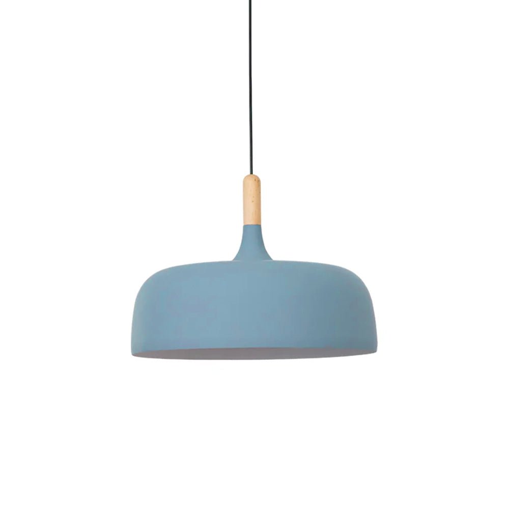 Lustra Pendelleuchte Weiß Schirm Holz-Letslighting