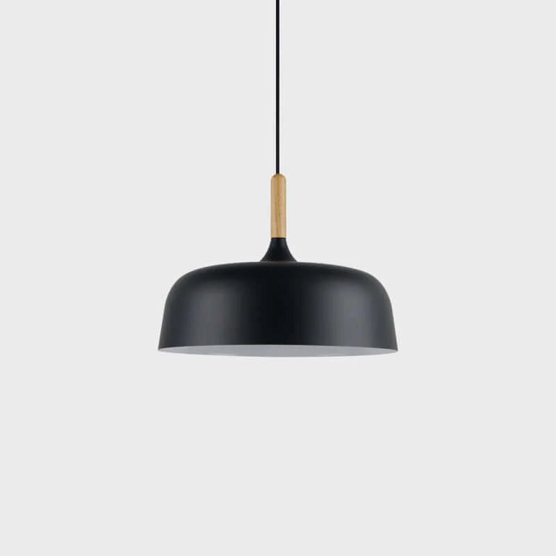 Lustra Pendelleuchte Weiß Schirm Holz-Letslighting