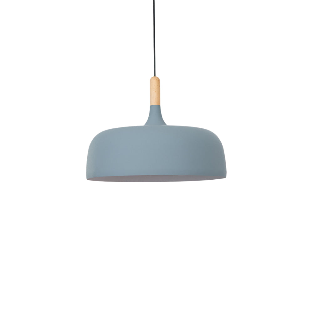 Lustra Pendelleuchte Weiß Schirm Holz-Letslighting