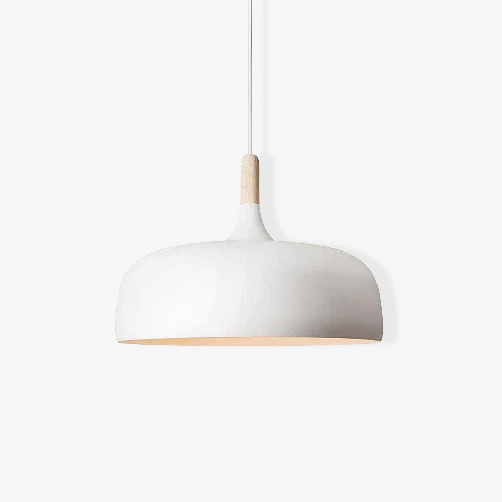 Lustra Pendelleuchte Weiß Schirm Holz-Letslighting