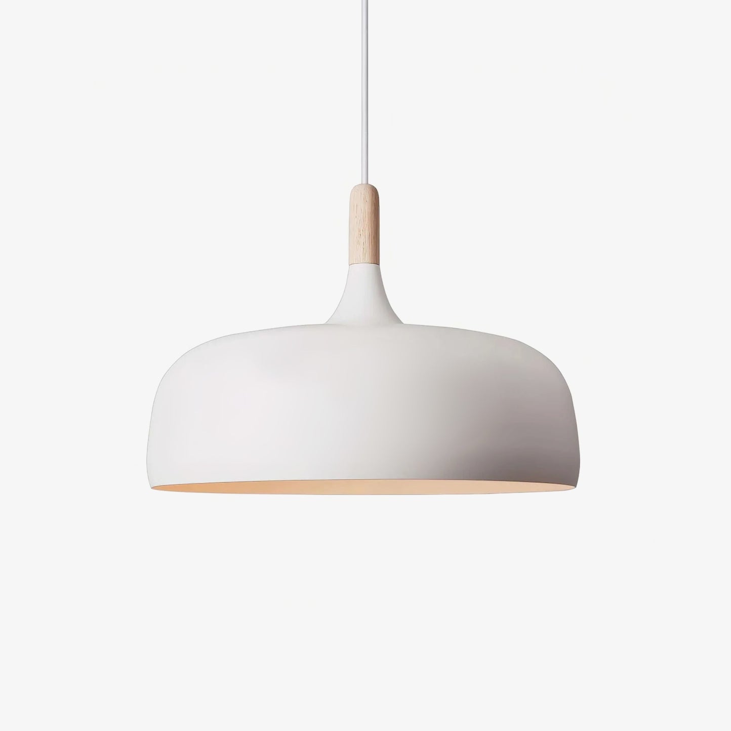 Lustra Pendelleuchte Weiß Schirm Holz-Letslighting