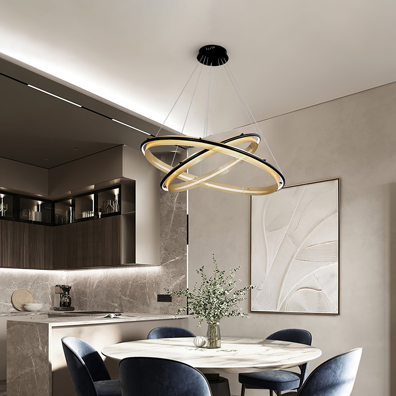 Erveliel Modern Minimalistisch LED Rund Kronleuchter-Letslighting