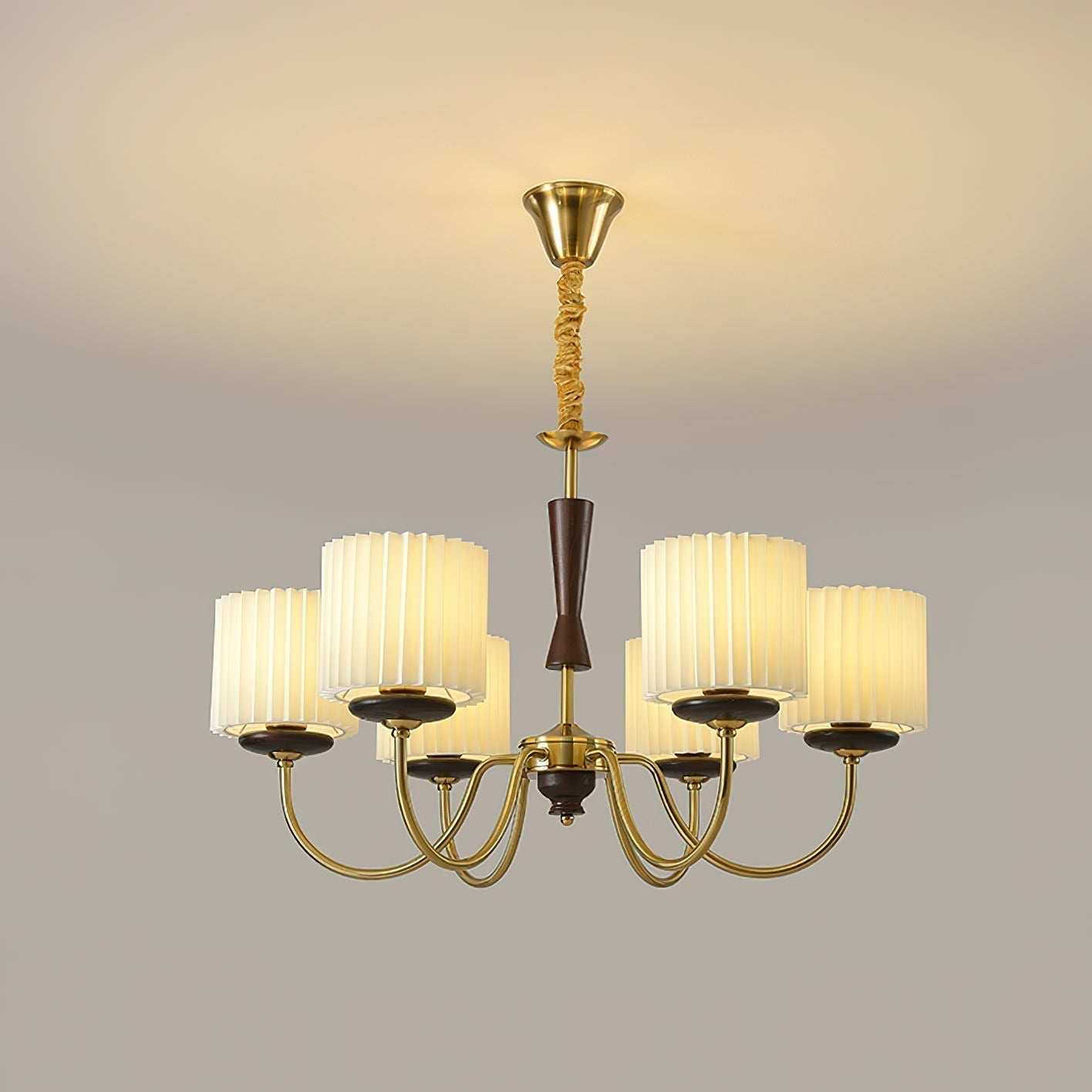 Lustra Kronleuchter Messing Stoff Gefeilt Schirme-Letslighting