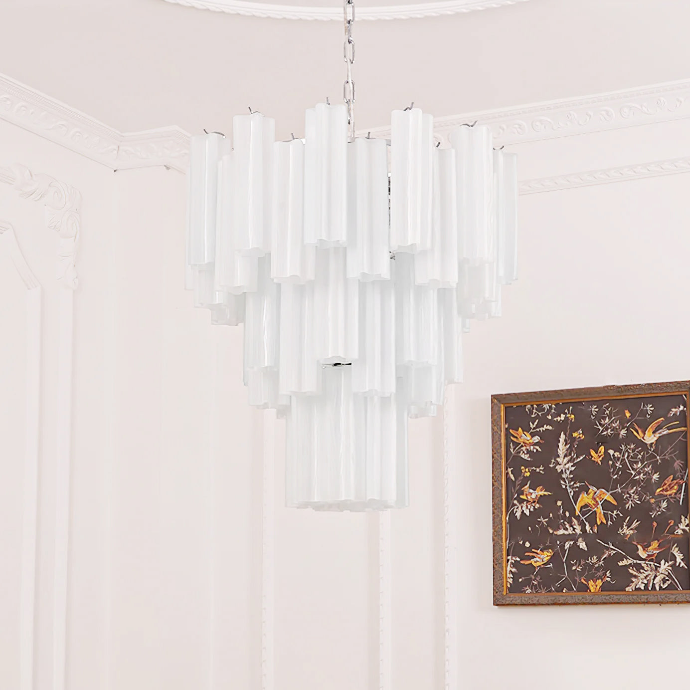 Aurora Chandelier White Layered Tube - Blowlighting
