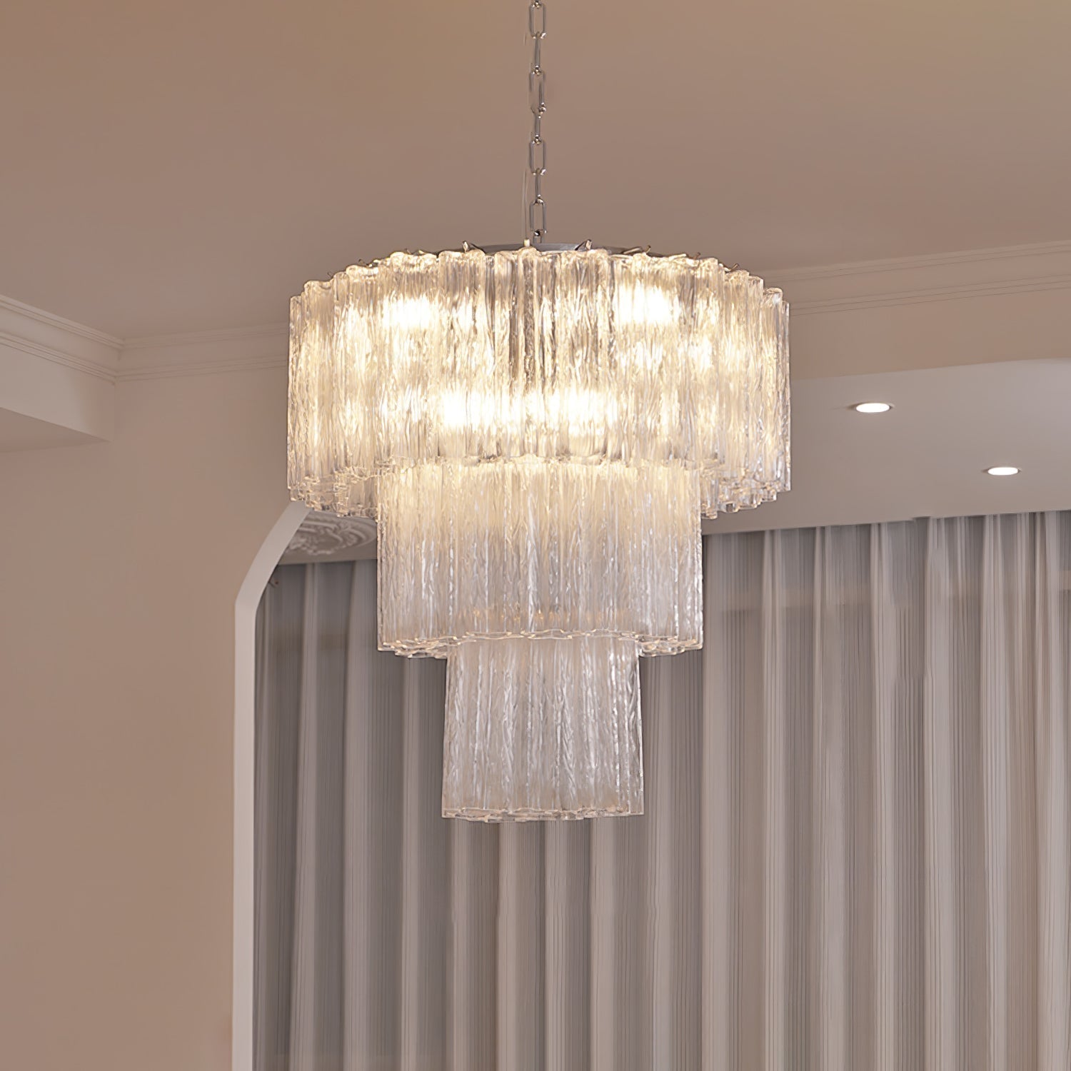Aurora Chandelier White Layered Tube - Blowlighting
