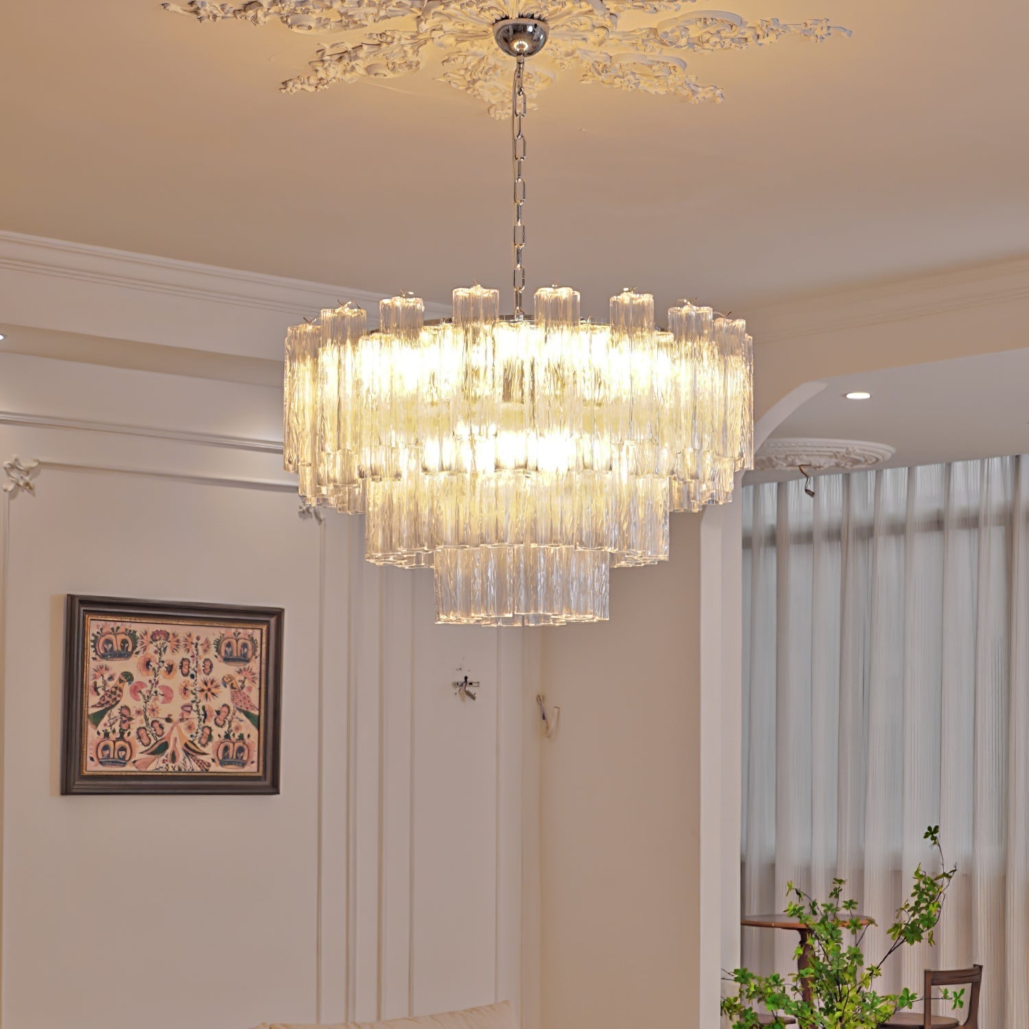 Aurora Chandelier White Layered Tube - Blowlighting