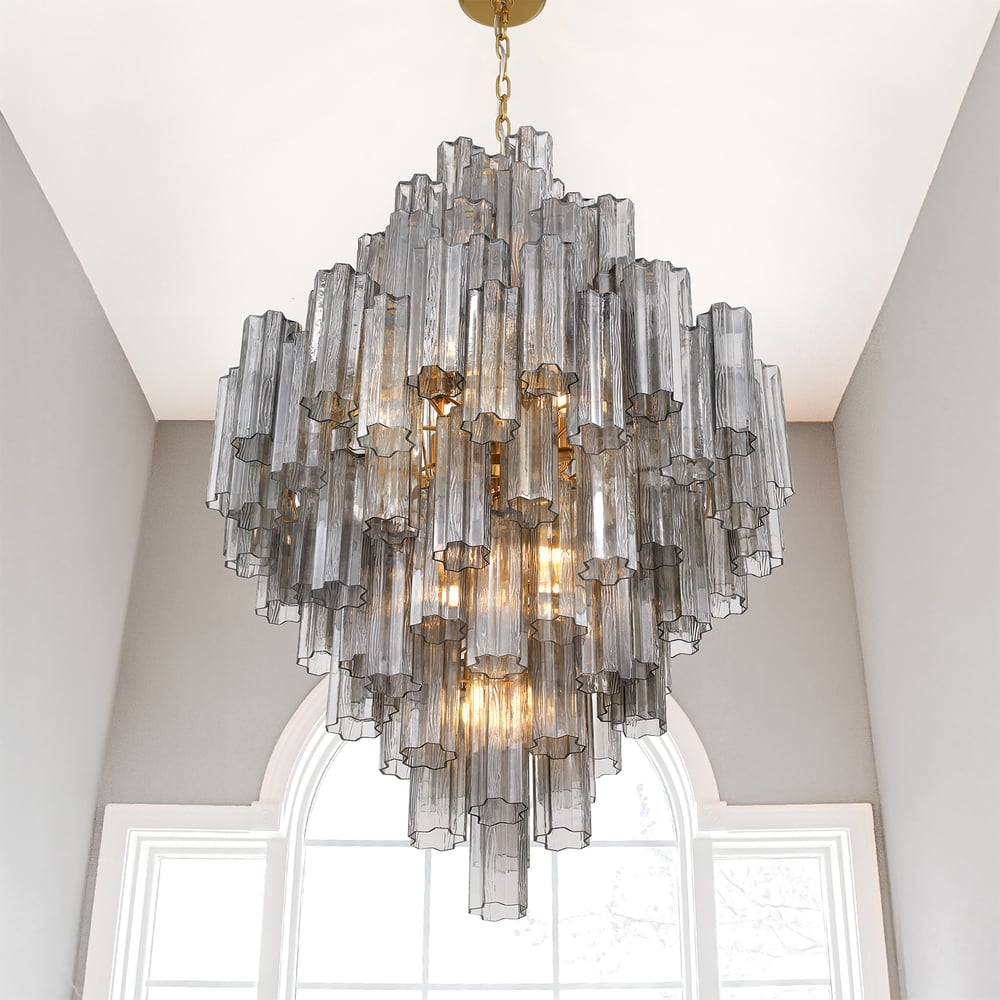 Aurora Diamond Chandelier Glass Tube Layered Amber - Neutralighting