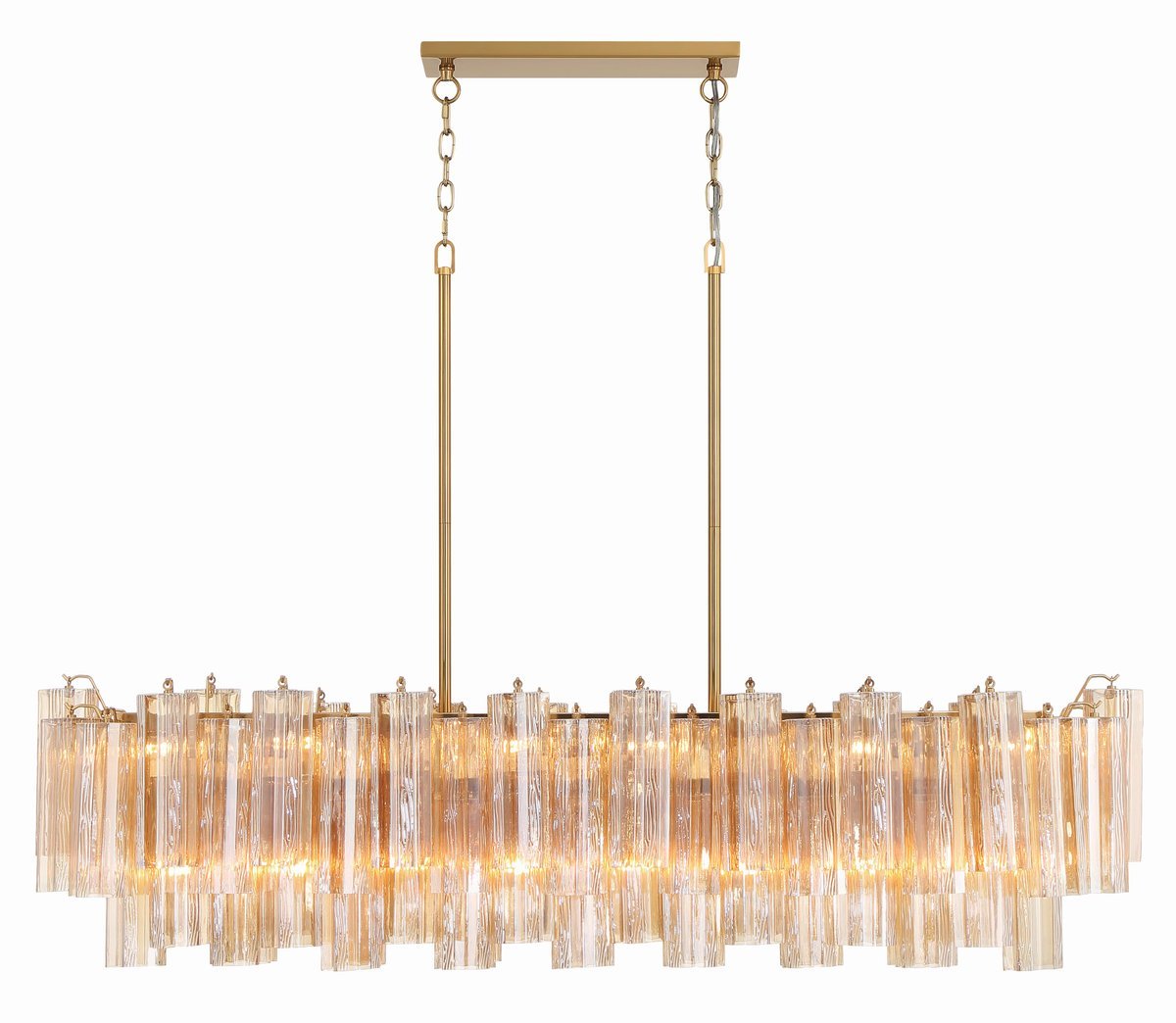 Aurora Linear Chandelier Glass Tube Tiered Amber - Neutralighting