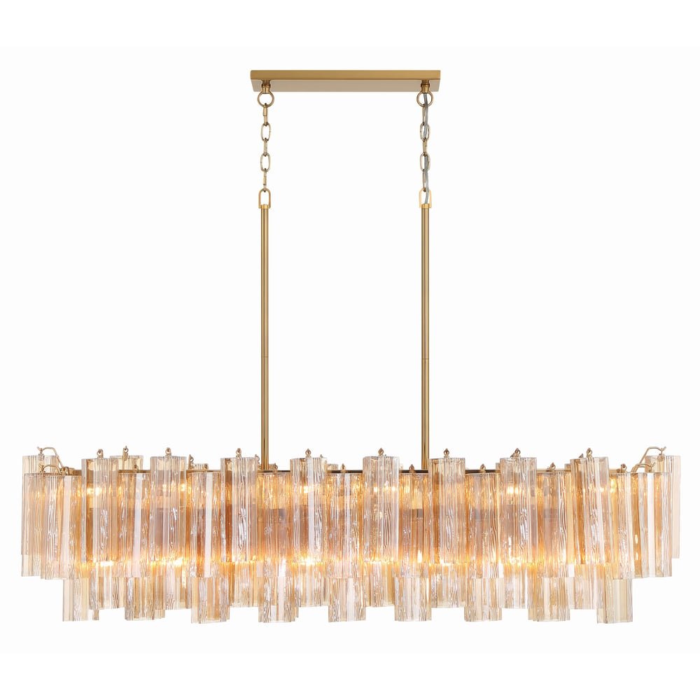 Aurora Linear Chandelier Glass Tube Tiered Amber - Neutralighting
