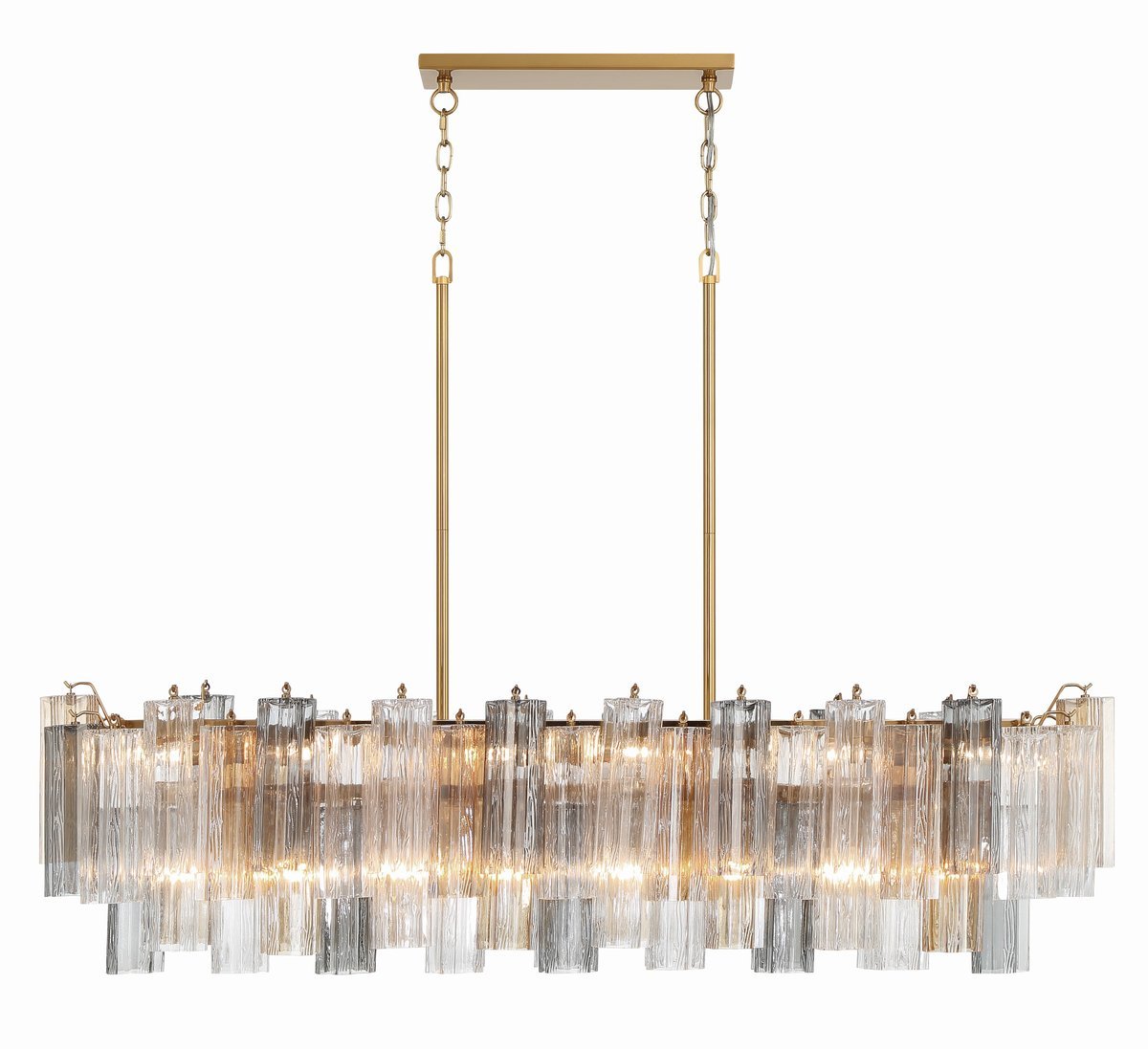 Aurora Linear Chandelier Glass Tube Tiered Amber - Neutralighting