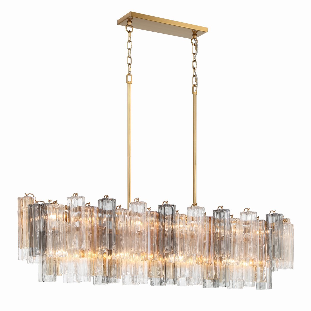 Aurora Linear Chandelier Glass Tube Tiered Amber - Neutralighting