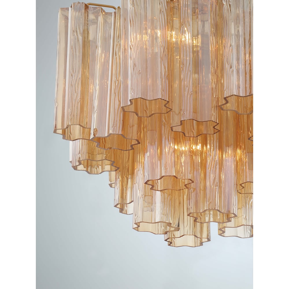 Aurora Murano Chandelier Glass Tube Layered Amber - Neutralighting