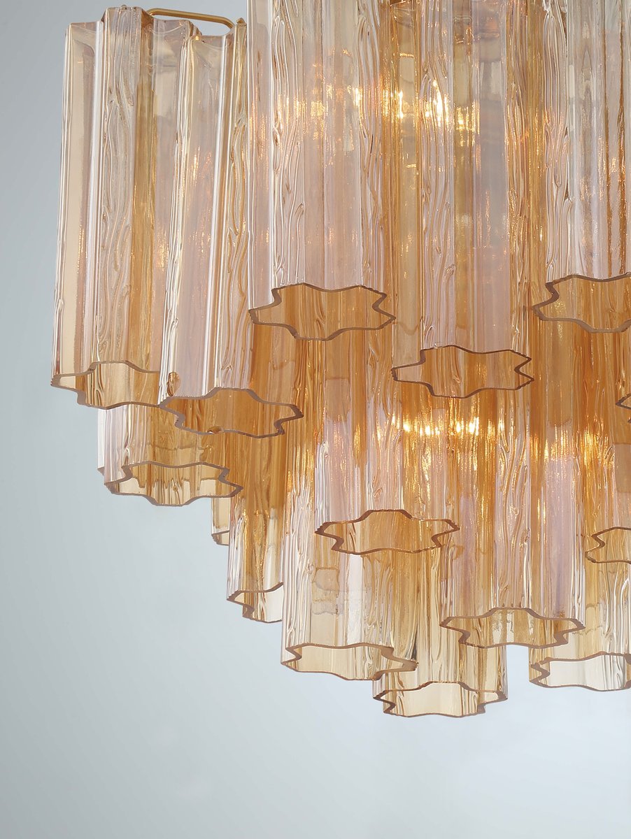 Aurora Murano Chandelier Glass Tube Layered Amber - Neutralighting
