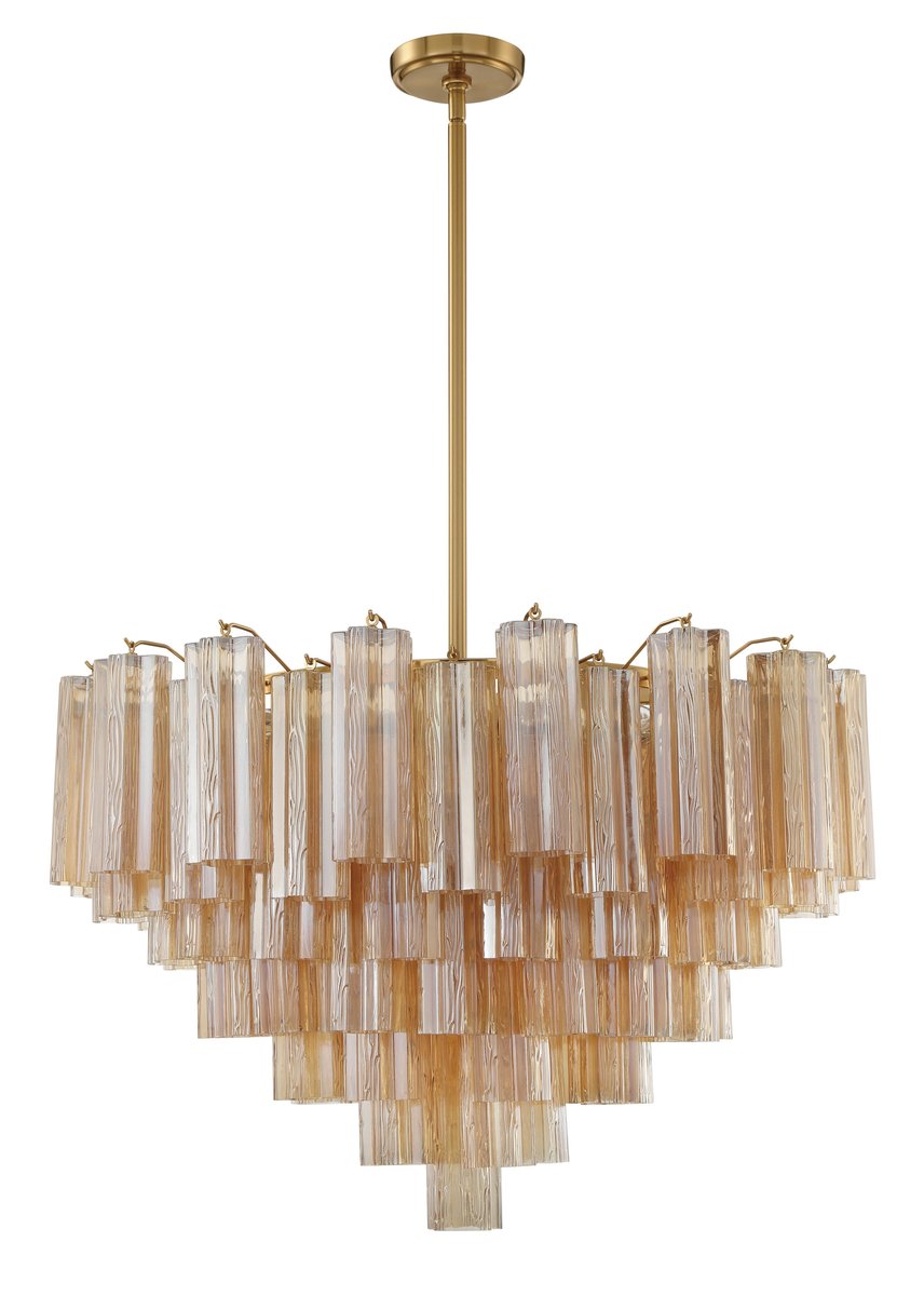 Aurora Murano Chandelier Glass Tube Layered Amber - Neutralighting