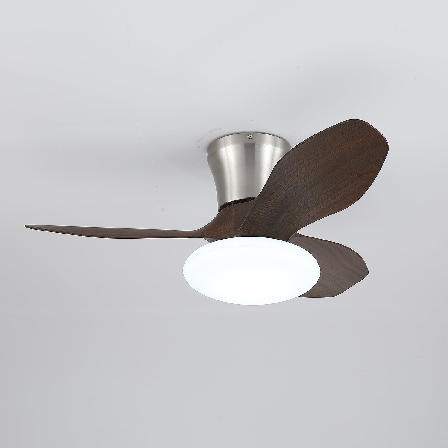 Velora Moderner Deckenventilator aus Holz mit Beleuchtung, mit Acrylschirm