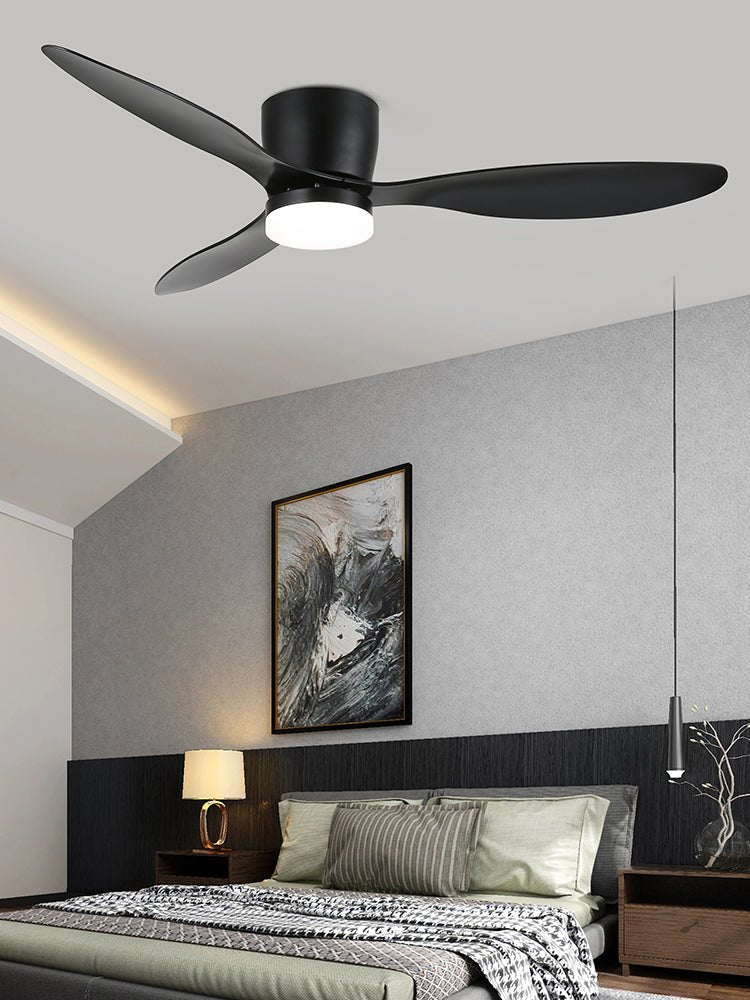 Unteransicht der Knox Deckenventilator-Leuchte mit Acrylschirm.