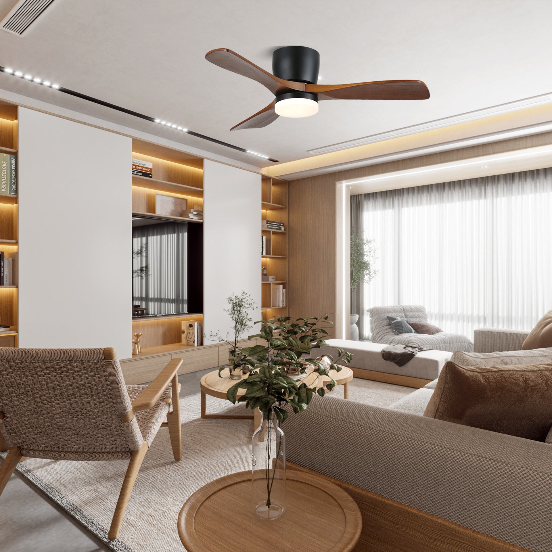 Nahaufnahme des Metallrahmens der Brinor Deckenventilatorleuchte