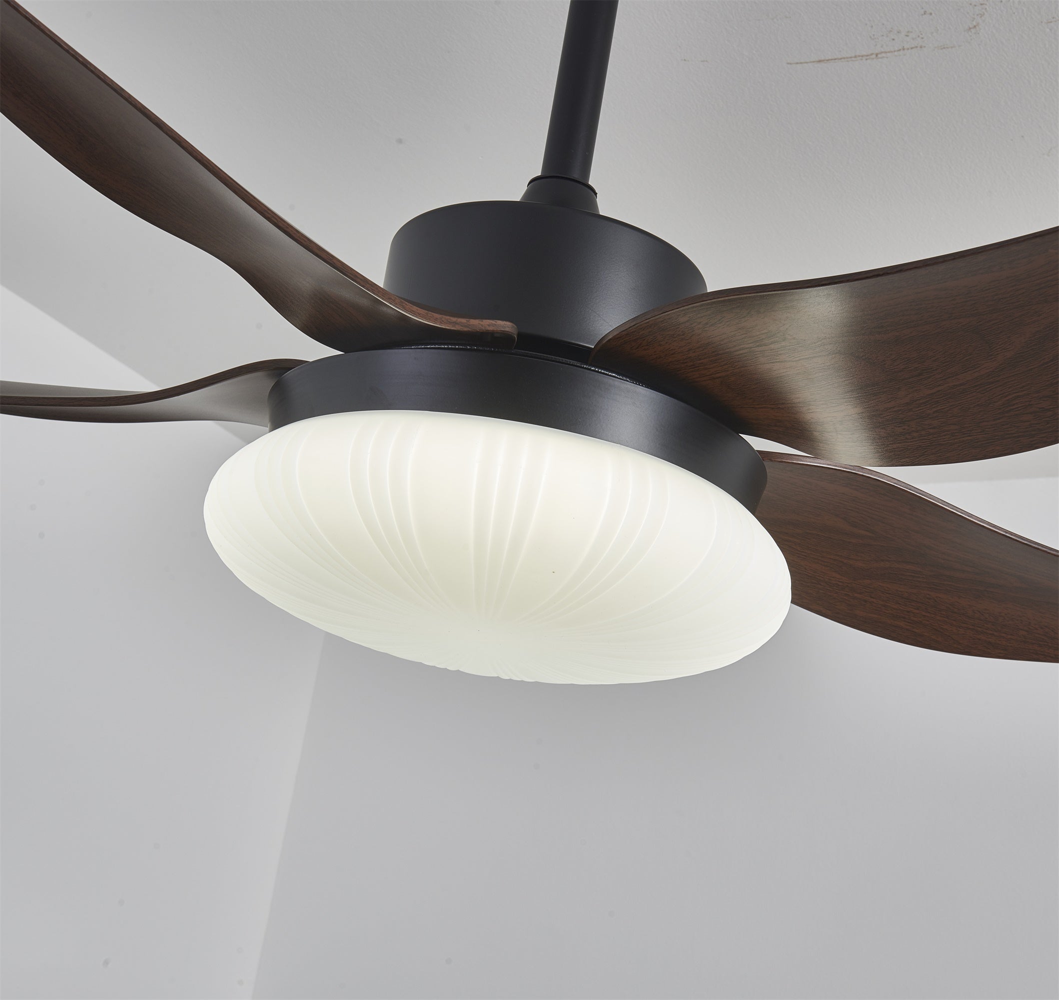 Zerith Deckenventilator mit Beleuchtung, zeigt festverdrahtete Installation