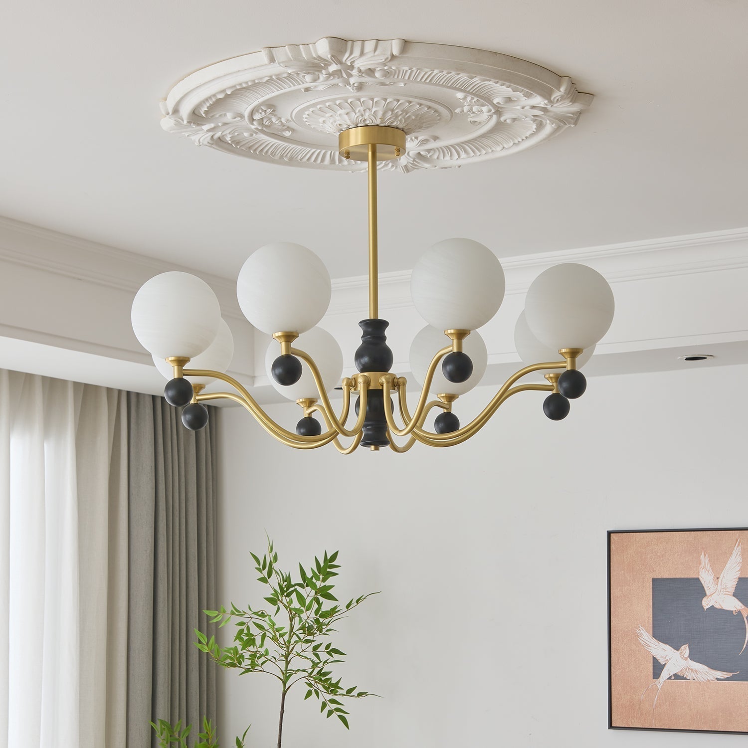 Ershaan Eleganter Vintage-Kronleuchter aus Messing und Holz-Letslighting