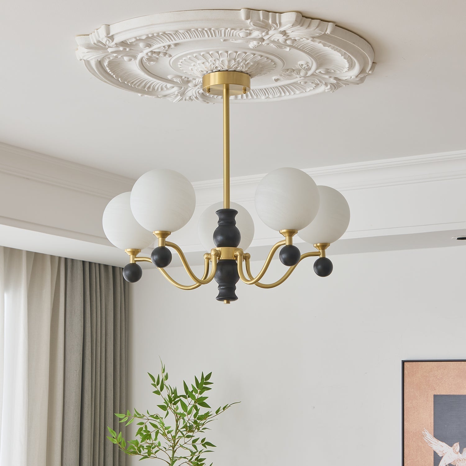 Ershaan Eleganter Vintage-Kronleuchter aus Messing und Holz-Letslighting