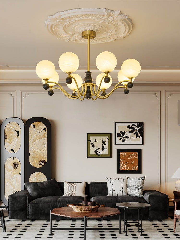 Ershaan Eleganter Vintage-Kronleuchter aus Messing und Holz-Letslighting
