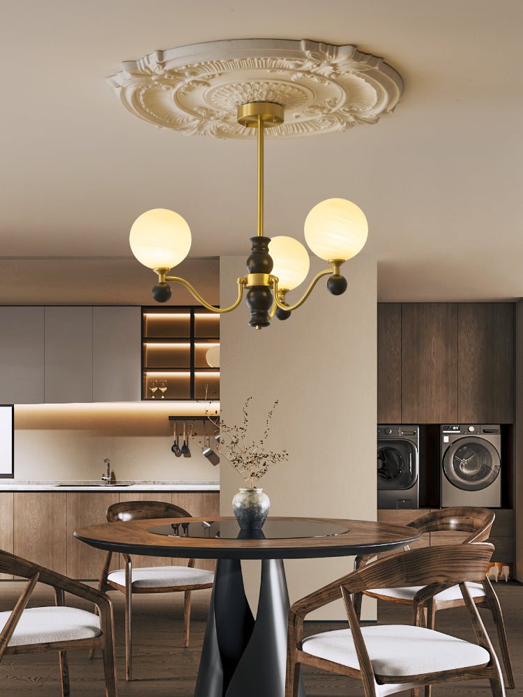Ershaan Eleganter Vintage-Kronleuchter aus Messing und Holz-Letslighting