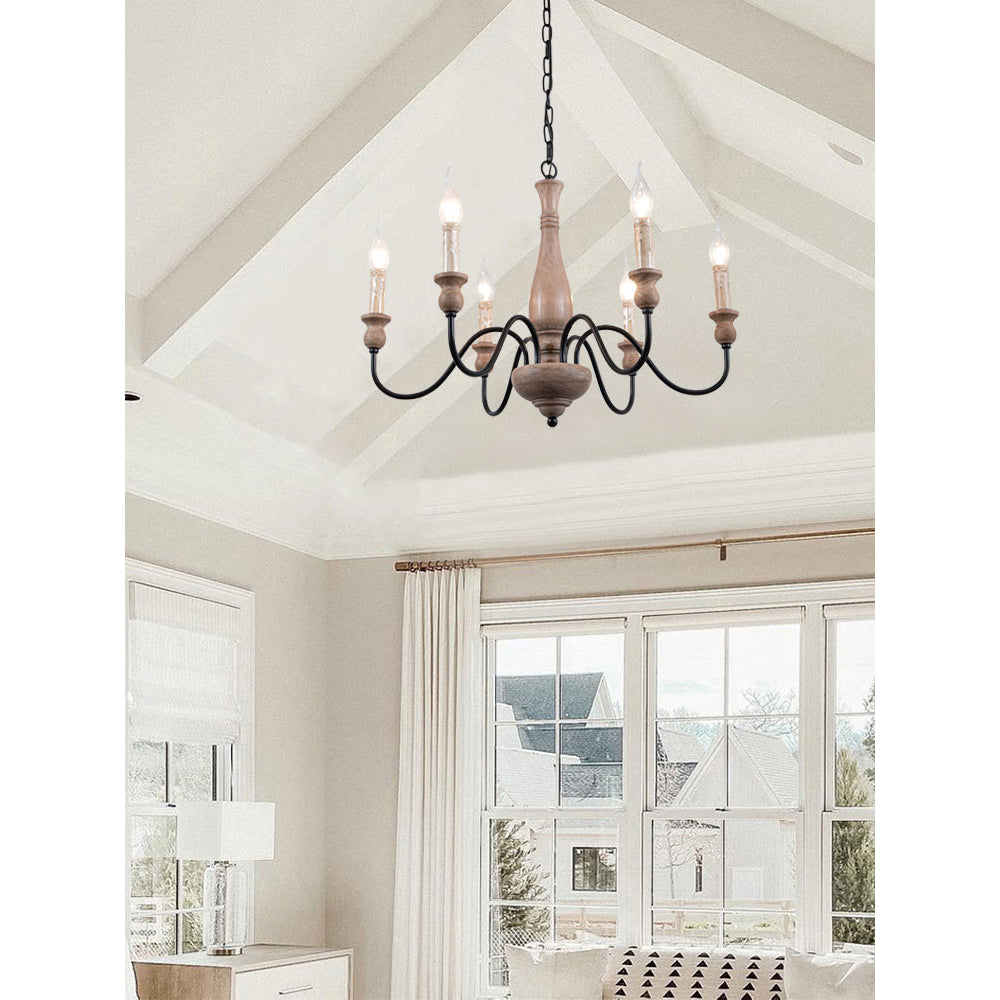 Afralia Modern Industrial Wooden Chandelier - Letslighting