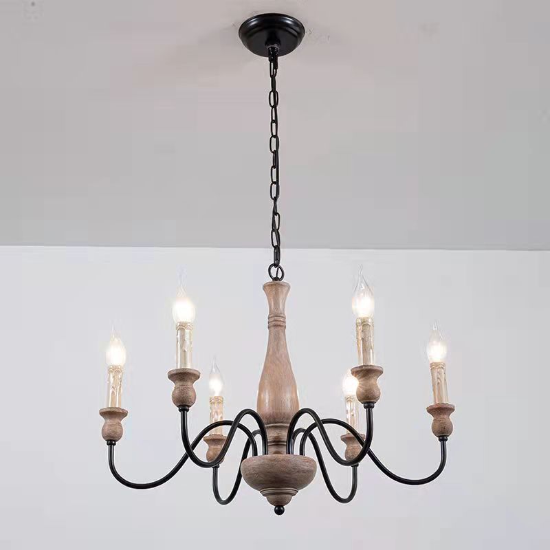 Afralia Modern Industrial Wooden Chandelier - Letslighting