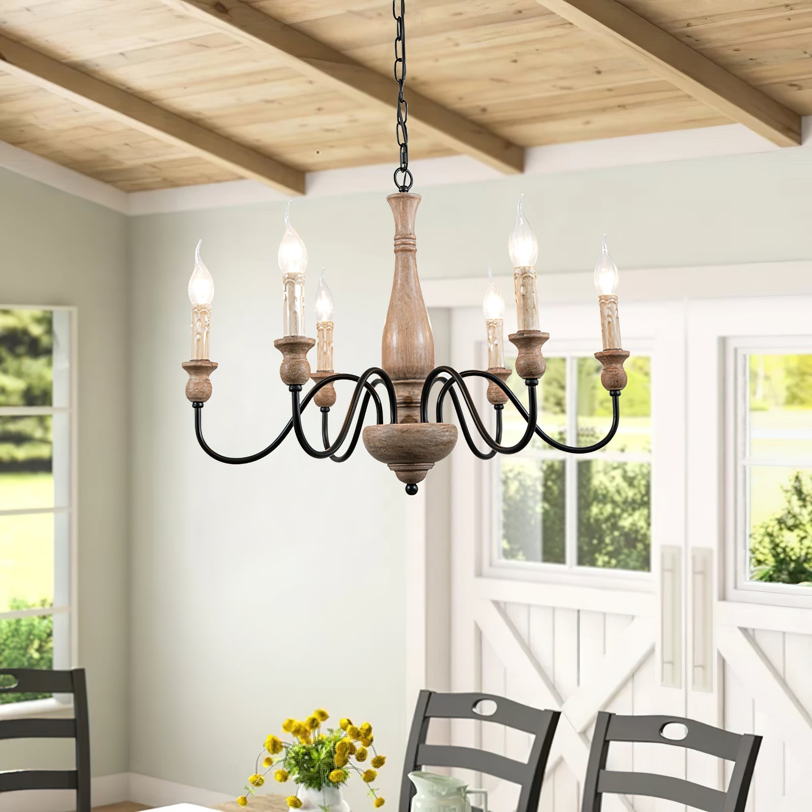 Afralia Modern Industrial Wooden Chandelier - Letslighting