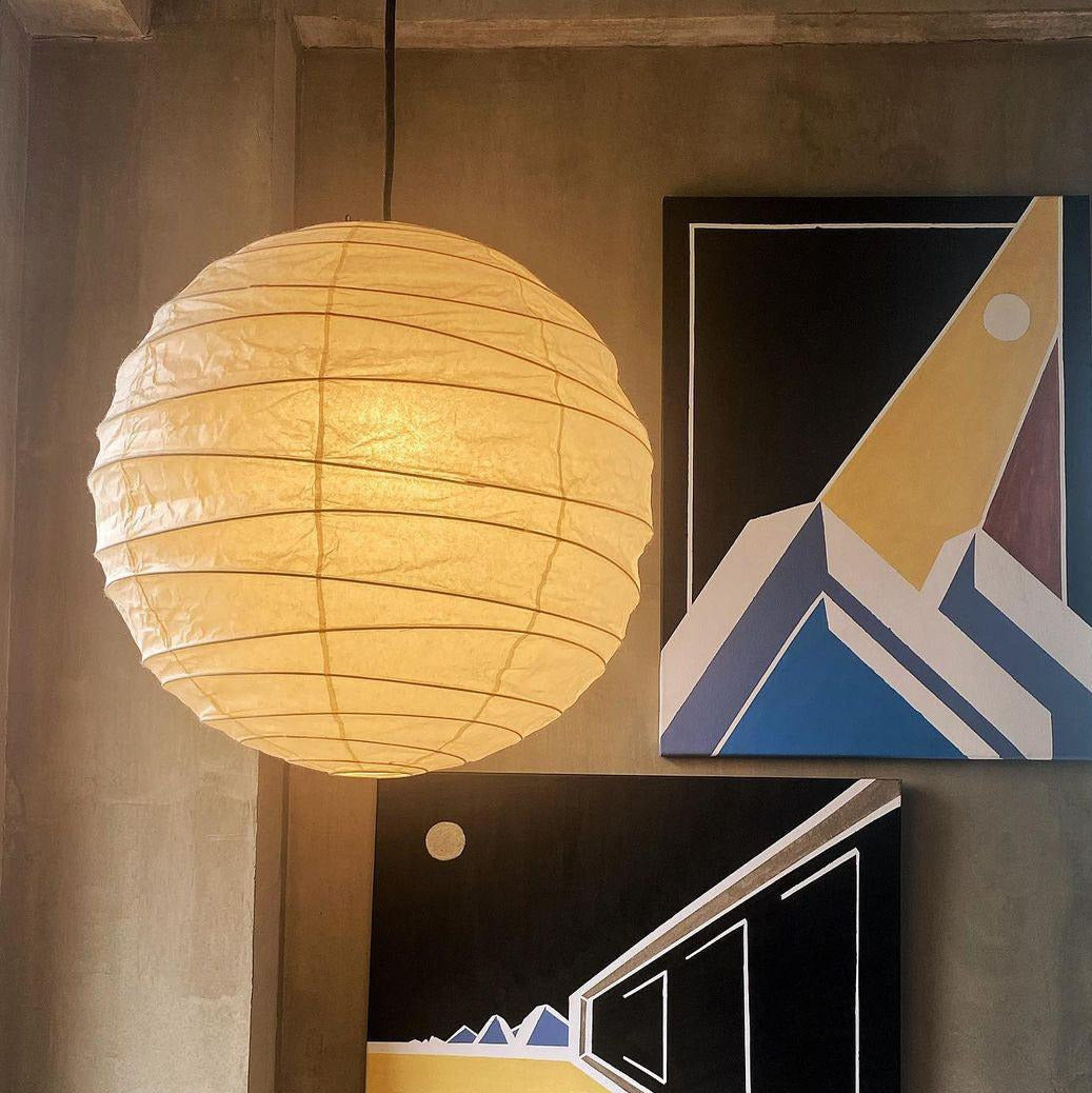 Luna Pendelleuchte mit japanischem Papier-Globus