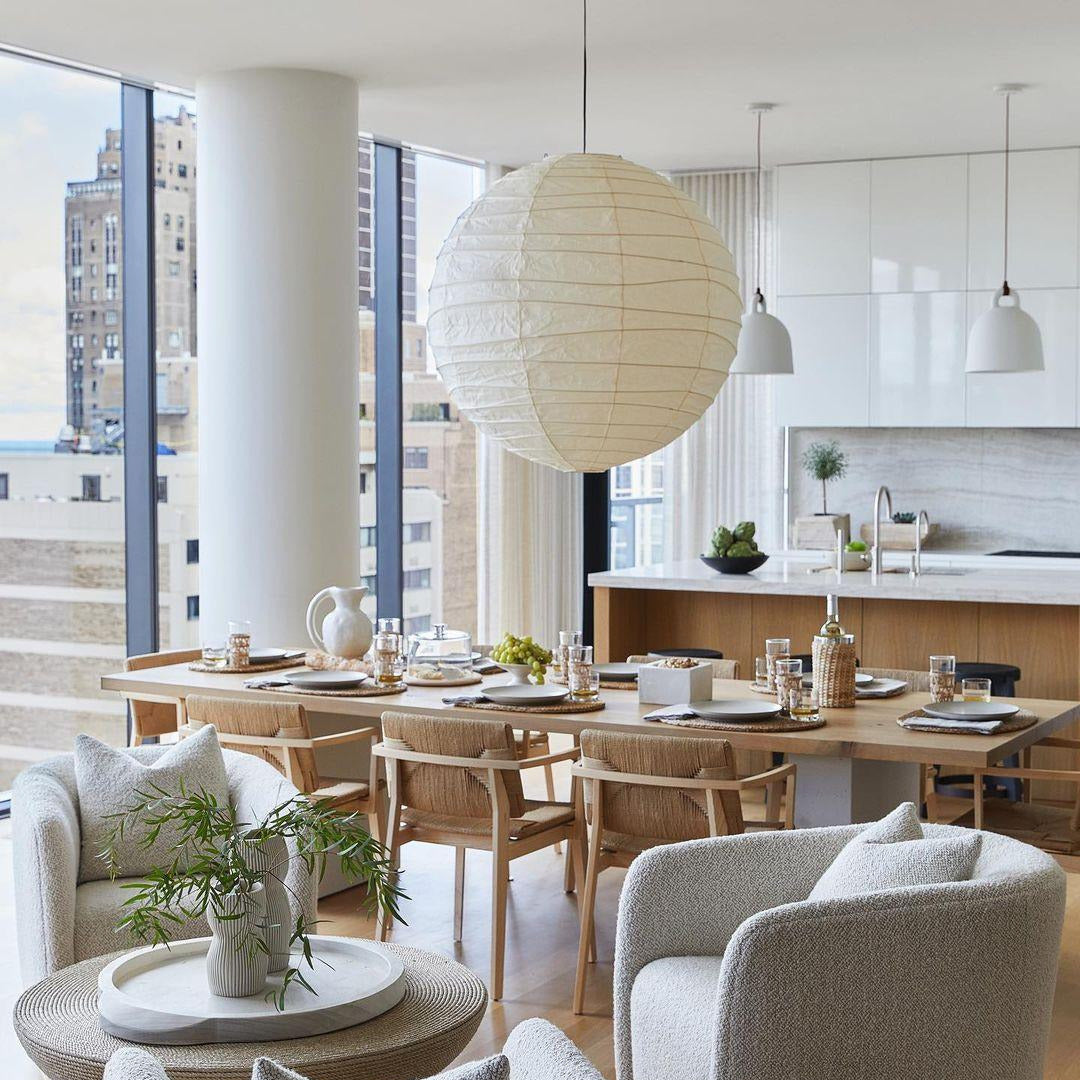 Luna Pendelleuchte mit japanischem Papier-Globus