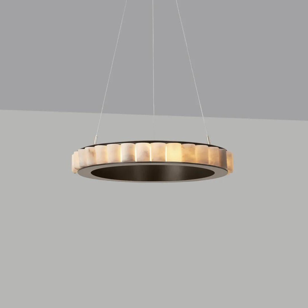 Orion Double Ring Alabaster Chandelier - Neutralighting