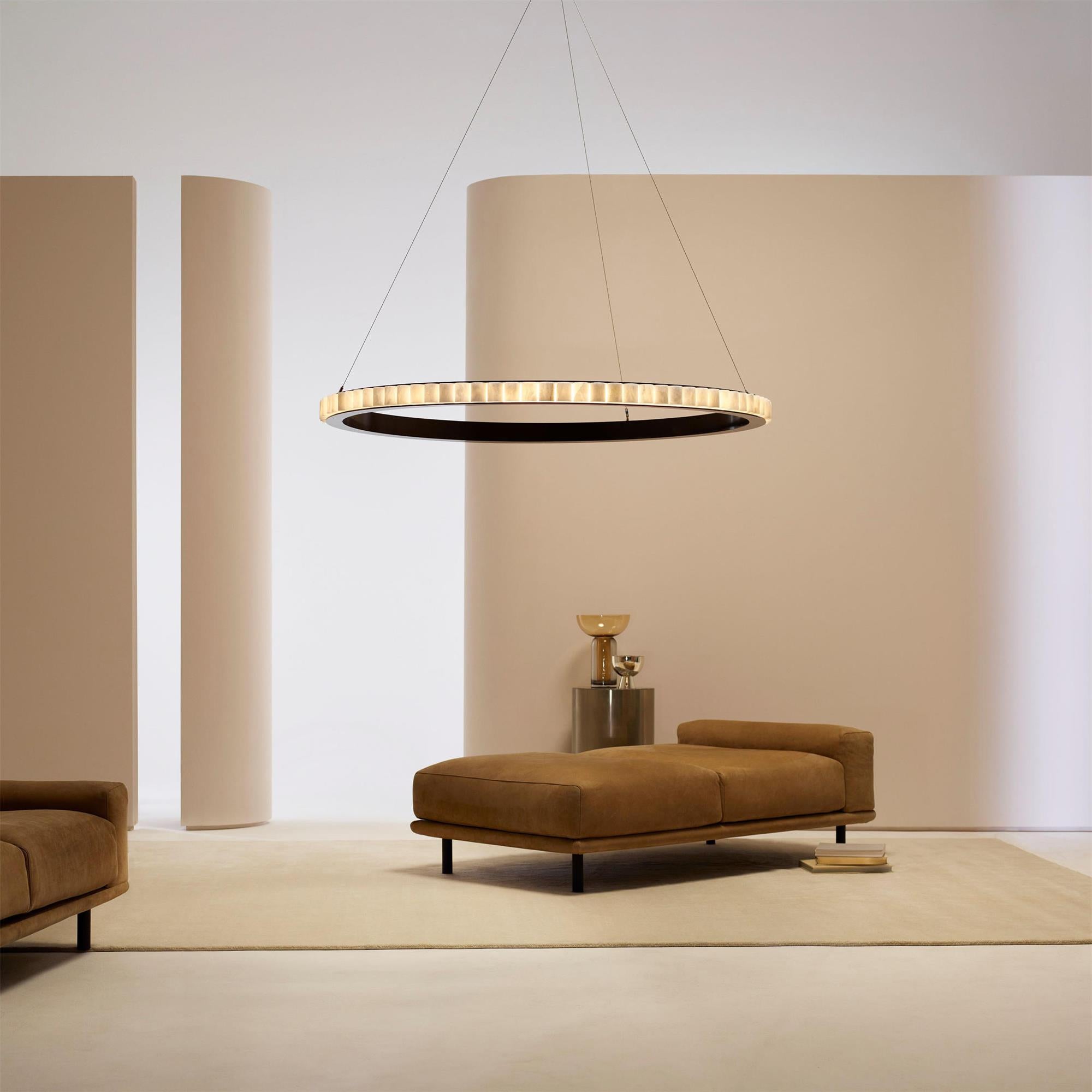 Orion Double Ring Alabaster Chandelier - Neutralighting