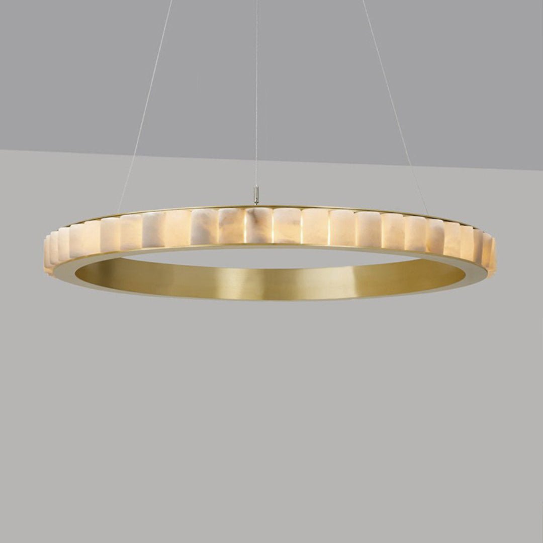 Orion Double Ring Alabaster Chandelier - Neutralighting