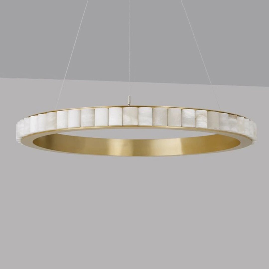 Orion Double Ring Alabaster Chandelier - Neutralighting