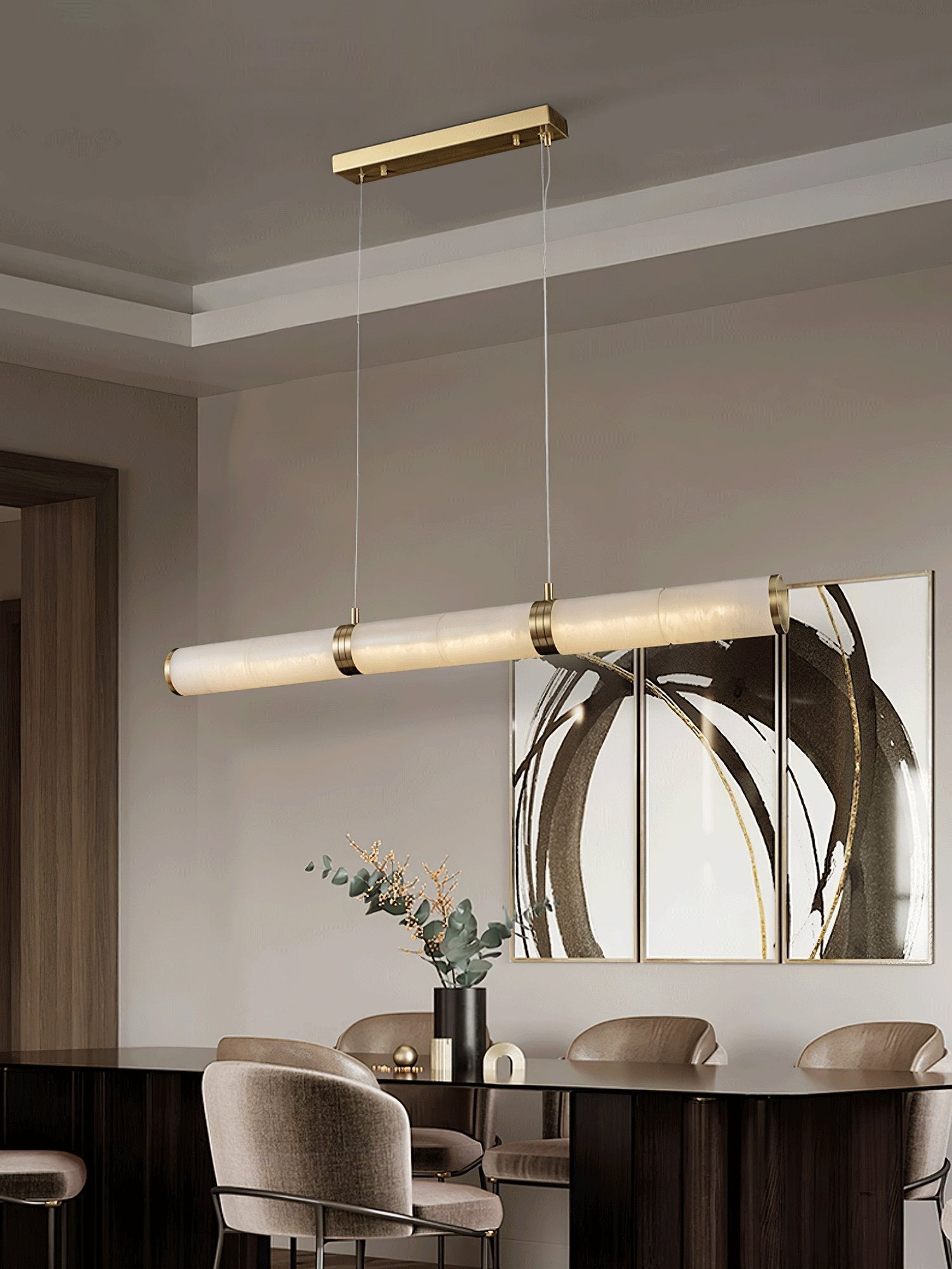 Eira Minimalist Alabaster Linear Pendant Light - Neutralighting