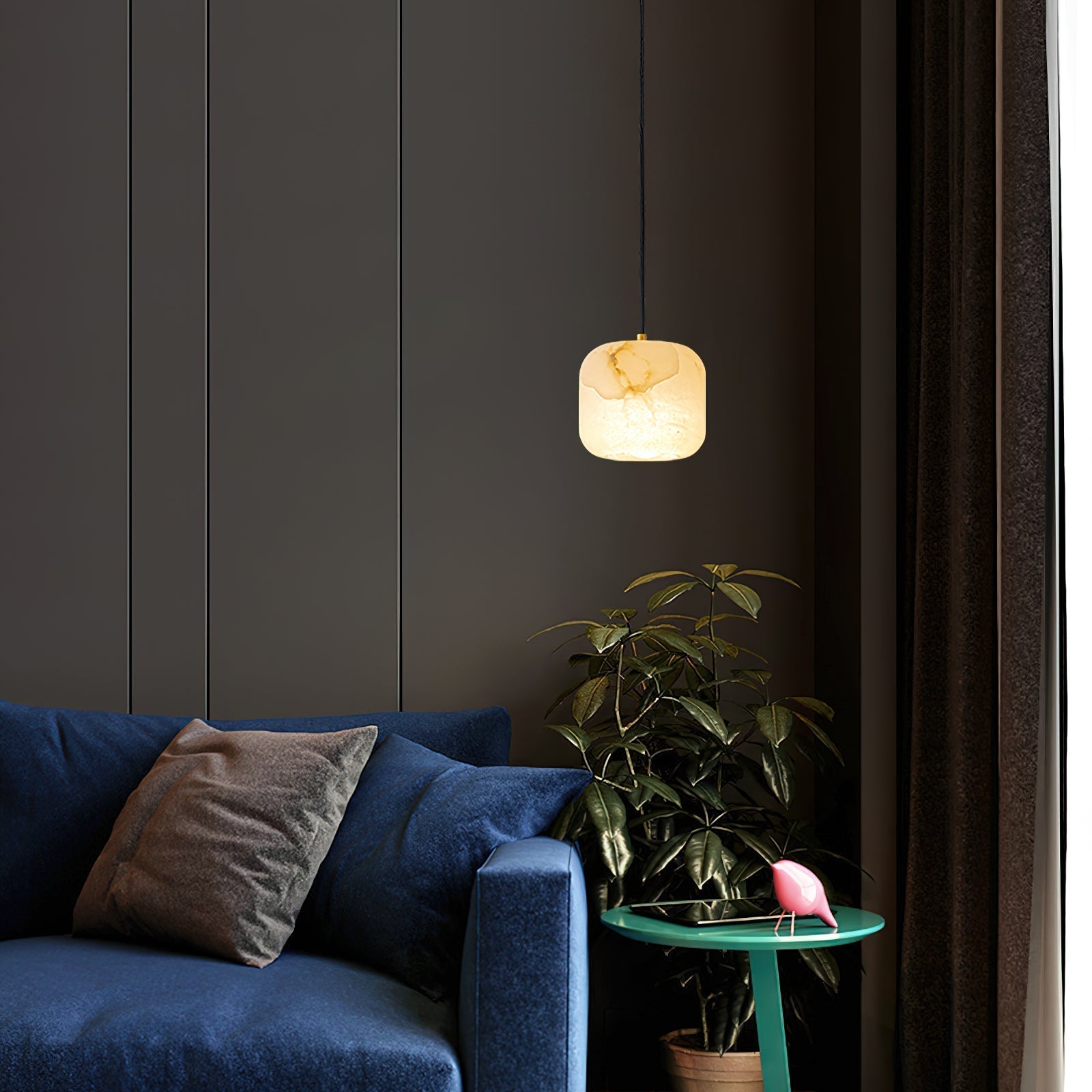 Ildvuvyd Minimalist Bedside Brass Pendant Light - Letslighting