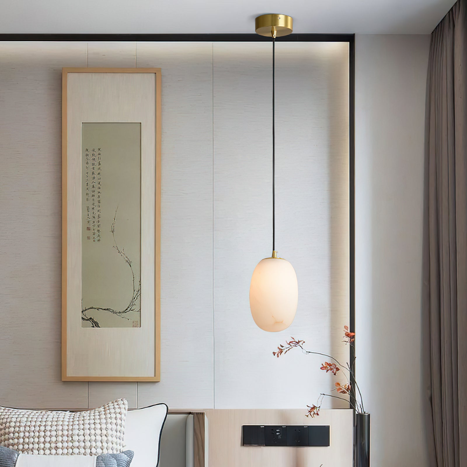 Ildvuvyd Minimalist Bedside Brass Pendant Light - Letslighting