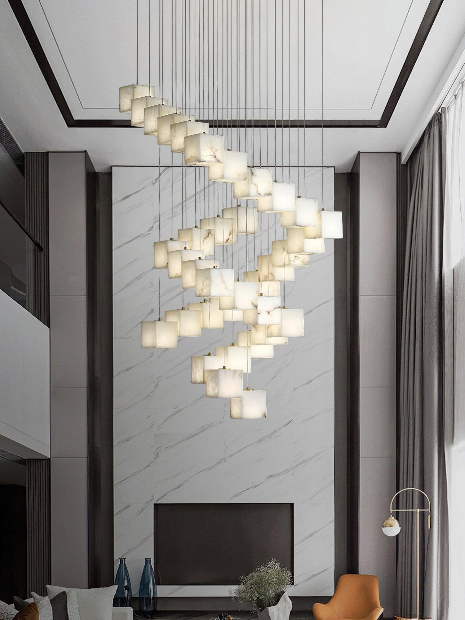 Eurraeel Alabaster Spiral Chandelier - Neutralighting