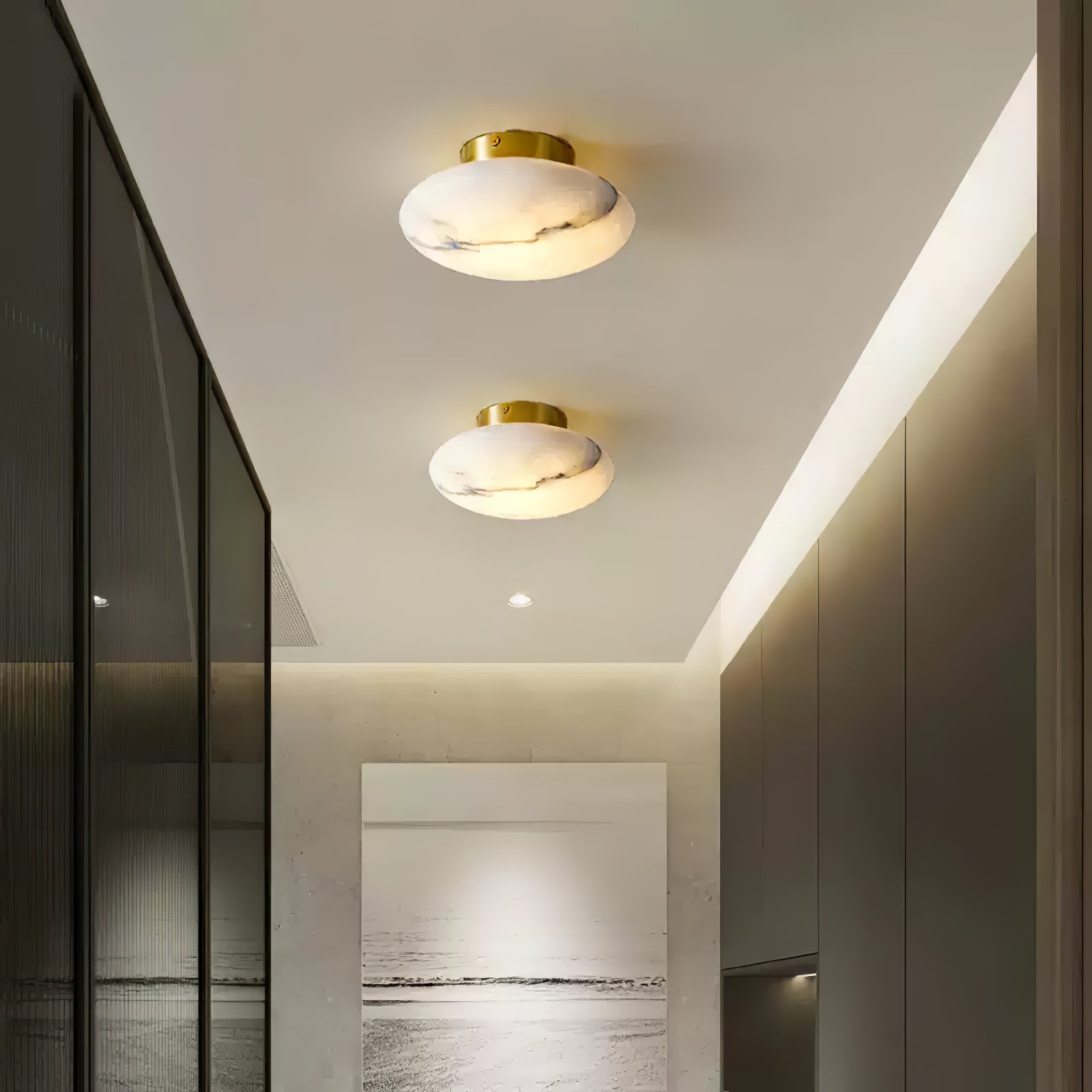Vanorara Minimalist Alabaster Flush Mount Light - Neutralighting