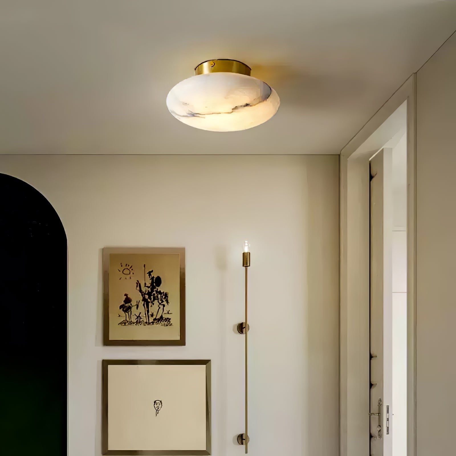 Vanorara Minimalist Alabaster Flush Mount Light - Neutralighting