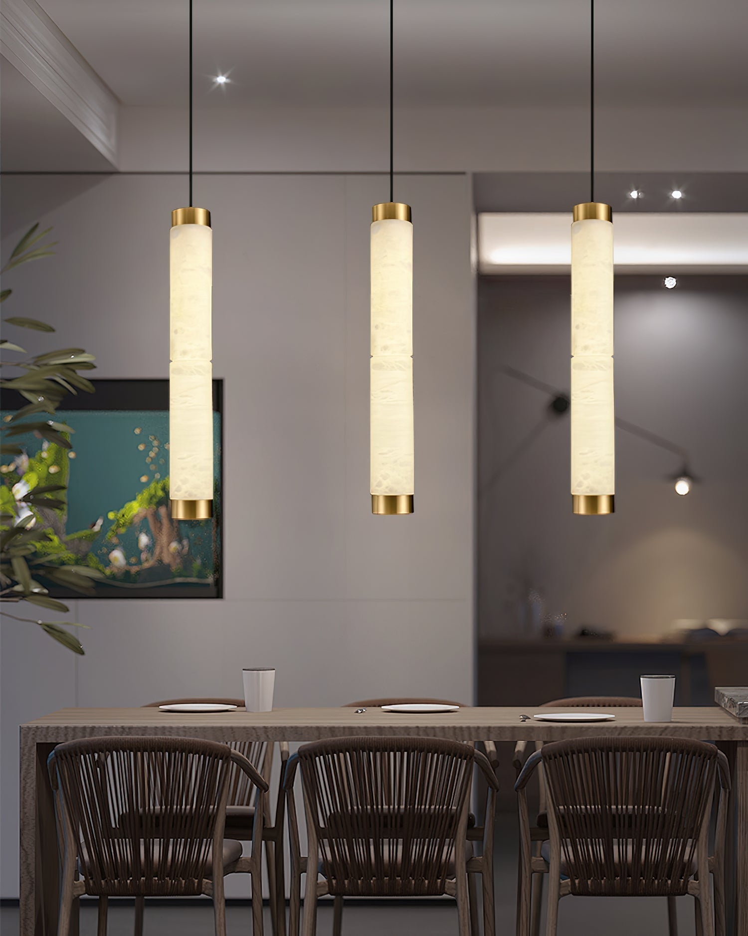 Plotuvyi Modern Strip Alabaster Pendant Light - Letslighting