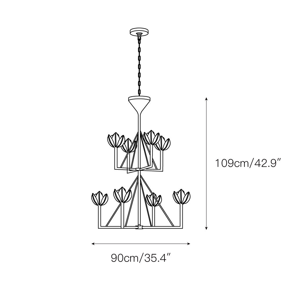Alberto Modern Minimalist Floral Brass Chandelier - Letslighting