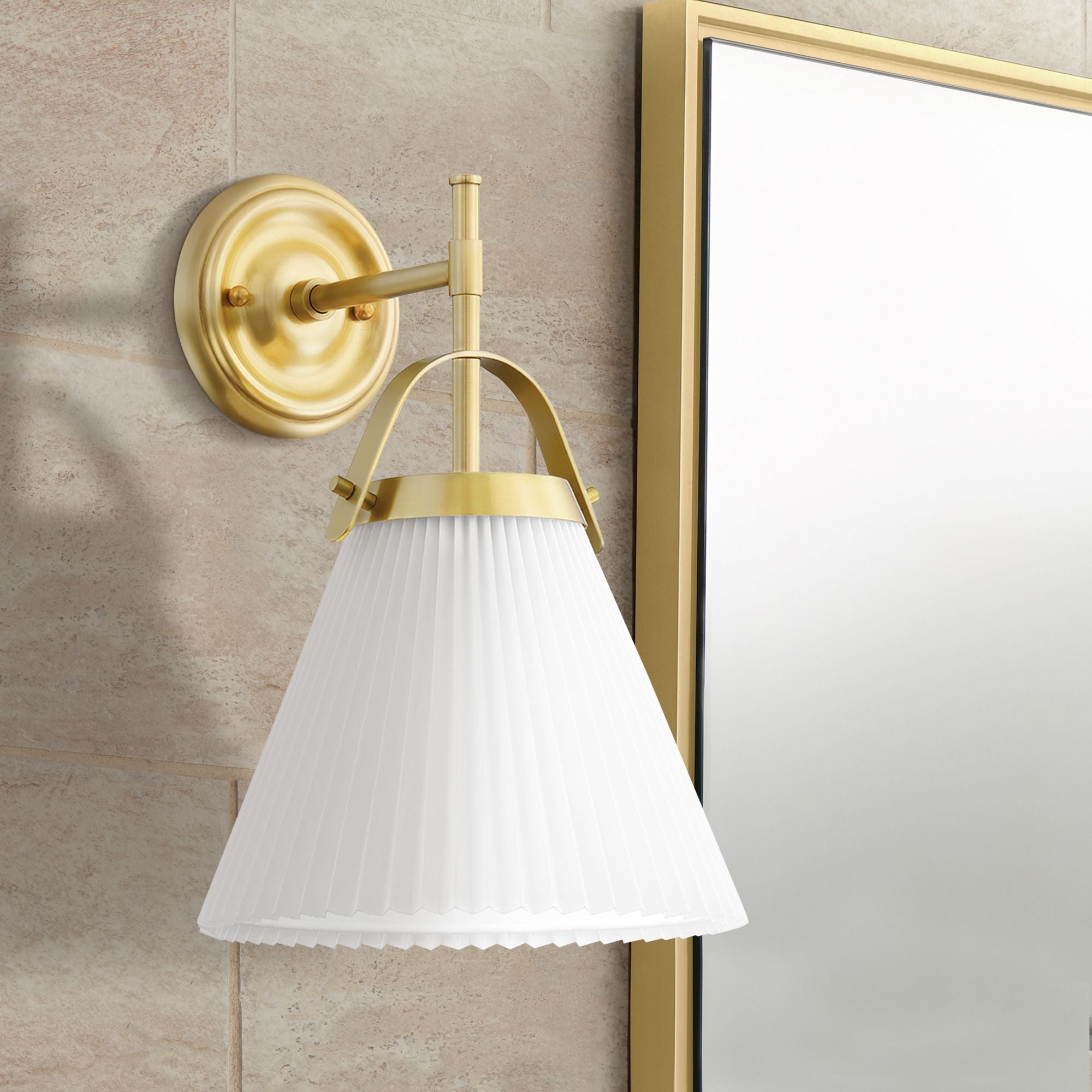 Pure Elegante Falten Messing Stoff Wandleuchte-Letslighting