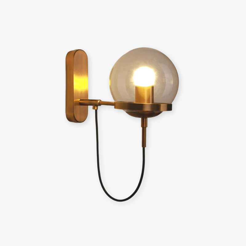 Silva Rustikale Retro Glasglobus Wandleuchte, Schwarz/Bronze